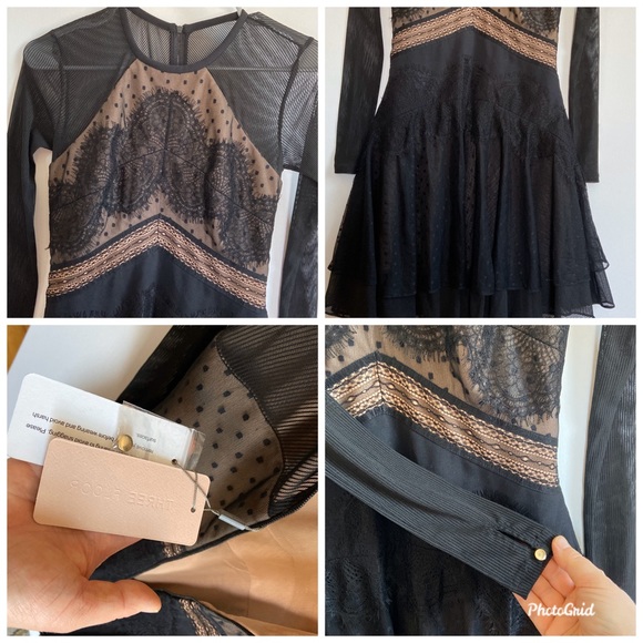 Three Floor-  Carola Dress in Black & Nude - Picture 8 of 9